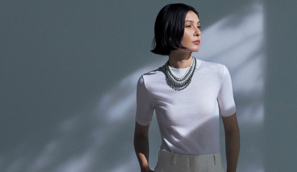 「ミキモト×コム デ ギャルソン」のパールジュエリー