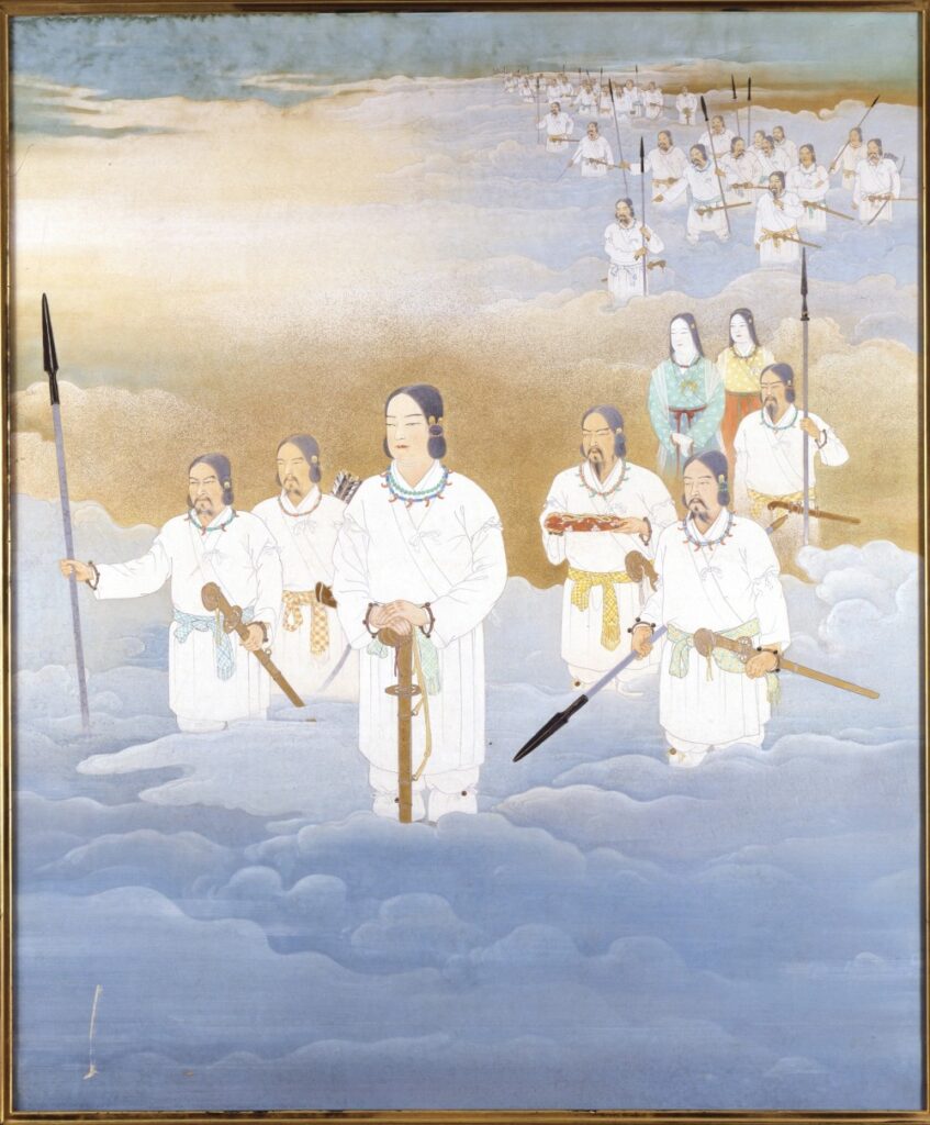 天孫降臨の様子を描いた　狩野探道 作「天孫降臨」